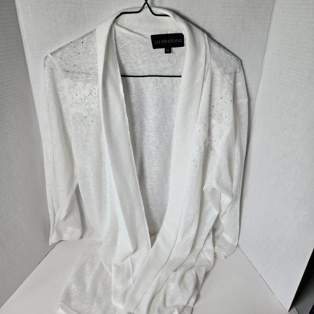 All white, partially sheer La Madonna XXL sweater